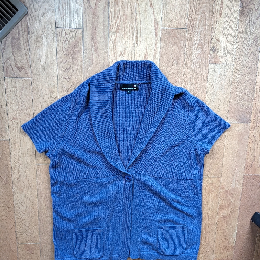 3/$30.  Laura plus . Purple short sleeve cardigan.